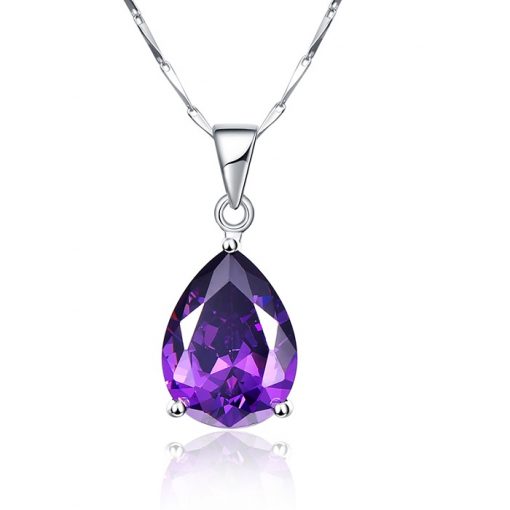 Collier Pendentif Améthyste Goutte Argent 925 - Silverly, Neuf Avec étiquettes, Pierre Violette