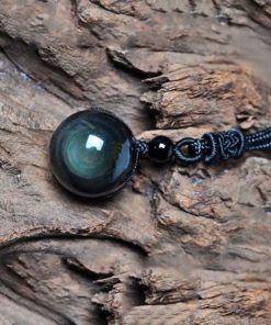 Alternative view of Collier avec pendentif en obsidienne "Oeil céleste"